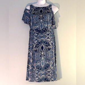 Cold Shoulder Blue Paisley Women's Dress